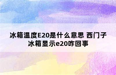 冰箱温度E20是什么意思 西门子冰箱显示e20咋回事